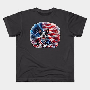 Patriotic Dogs of the United States of America - Boston Terrier Kids T-Shirt